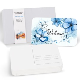 PATIKIL 48 Sheets Watercolor Postcards, 100% Cotton 4x6 Inch Blank Rounded Corners Water Color Paper Post Cards Hot Pressed for Mailing Art Painting Drawing, 140lb/300 GSM(White Box)