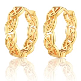 USEEDOVIA Sterling Silver Hoop Earrings for Women Girls,Hypoallergenic 925 Silver Celtic Knot Hoop Earrings Gifts for Women Gold