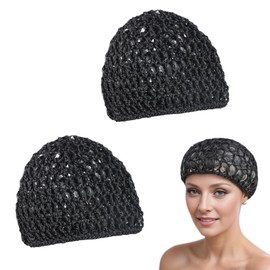 DERJDISF Crochet Hair Net - Rayon Cover Hair Wraps for Women Sleeping，2-Pack Extra Large Crochet Hair Nets – Soft & Breathable Silk-Like Sleep Caps for Women with Long, Short or Curly Hair White