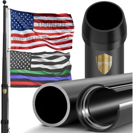 KBLOONG 25FT Black Heavy Duty Black Aluminum Flag Pole Kit for Outside House or In-Ground Commercial Use – Ultra Thick Diameter, 100MPH Wind Tested