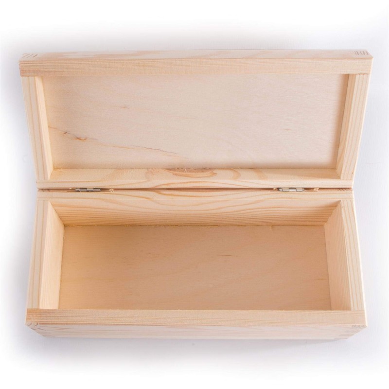 Oblong Rectangular Wooden Box with Lid | 23 x 10