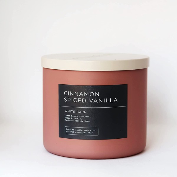 Bath & Body Works, White Barn 3-Wick Candle w/Essential Oils - 14.5 oz - 2022 Spring Scents! (Cinnamon Spiced Vanilla)