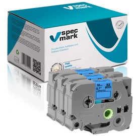specmark TZe-541 Label Tape 18 mm x 8 m Set x 3 Pieces Black on Blue Tape Compatible with Printer Brother PT P-touch AZe-541 EZe-541 TZ-541 TZ2-541