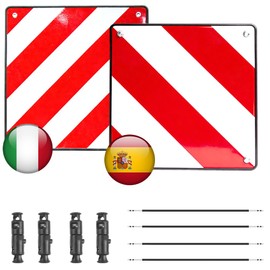 2 in 1 Warning Sign Bicycle Carrier Made of PVC for Italy, Spain and Portugal 50 x 50 cm Reflective Warning Sign Italy Spain Warning Sign Red White with 4 Tension Ropes for Car, Rear Carrier