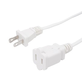 Short 3 FT Extension Cord, 2 Prong US AC Male and Female Power Cable, 2 Polarized Outlets Saver Power Extension Cord Cable for NEMA 1-15P to NEMA 1-15R, White