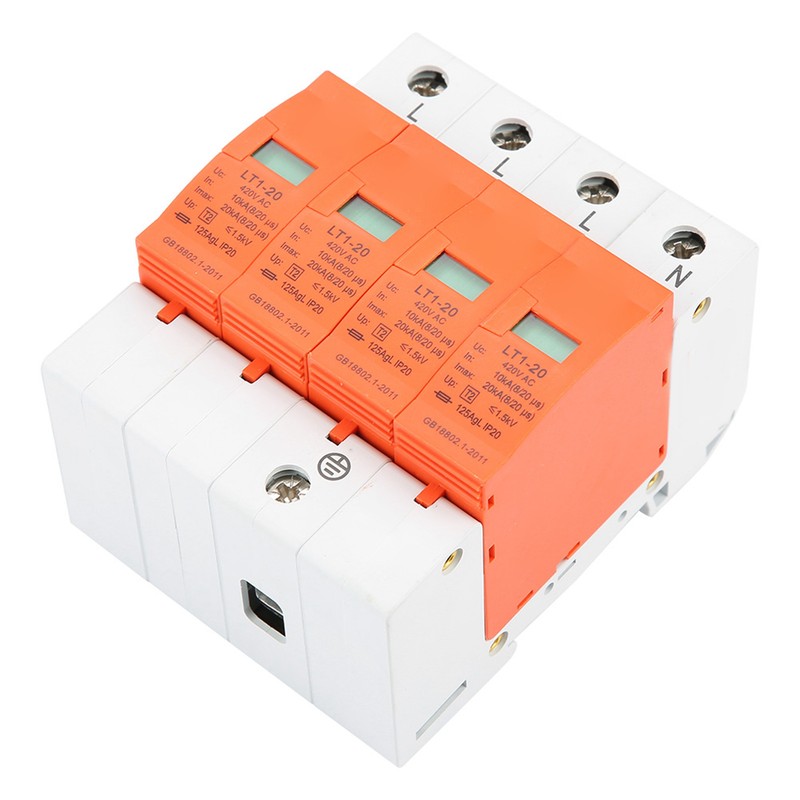 4P 20kA 420vAC House Surge Protective Low voltage Arrester Device