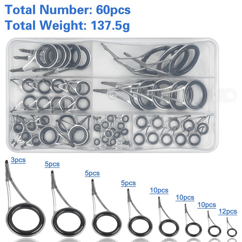 SHADDOCK Fishing Rod Guide Tip Repair Kit 60pcs Spinning Casting