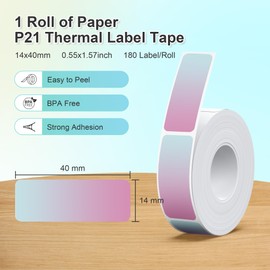 Nelko Genuine P21 Label Maker Tape, Adapted Label Print Paper, 14x40mm (0.55"x1.57"), Standard Laminated Labeling Replacement, Multipurpose of P21 Label Maker, 180 Tapes/Roll, 1 Roll, Light Purple
