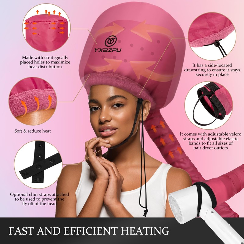Hooded Hair Dryer Attachment, Hair Dryer Caps for Curly, Speeds