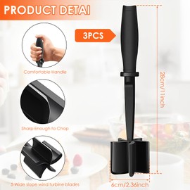 3Pcs Meat Chopper,Ground Beef Chopper with 5 Blade Head, Masher Multifunctional Heat Resistant Cookware for Hamburger Minced Meat, Butter, Potato