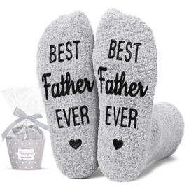 HAPPYPOP Fuzzy Gifts For Father - Funny Dad Socks, Funny Dad Gifts Father Gifts From Son Daughter