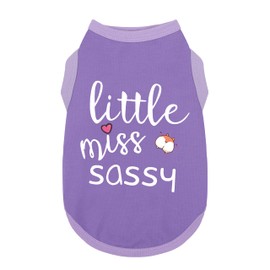 Paiaite Dog Clothes Fashionable Sleeveless Pet Vest: 'Little Miss Sassy' Printed Cotton Dog Shirt, Ideal for Small, Medium, and Large Breeds, Ensuring Comfort and Breathability Purple M