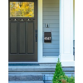 LAND·VOI Wall-Mount Mailbox with One Flag Kit and Three Sets of 0-9 Mailbox Number Stickers, Mailboxes for Outside, Galvanized Steel Rust-Proof Metal Post Box, 3.9" D x 7.1" W x 10.24" H Black AMB05B