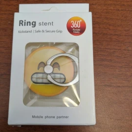 Ring Mobile phone finger Ring stent 360°swivels kickstand Grimacing Face Emoji - NIB