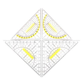 Set Square with Handle, Set of 4 Large and Small Set Square Set Geo Triangle Flexible 14 cm and 20 cm Triangular Scale Combined Lengths