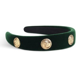 SXQLYH Headband with Fabric Padded Velvet Sponge Vintage - Beautiful Women's Headband Hair Accessories Headband Hair Band Wide Padded Headband for Women Girls Birthday Gift (Green)