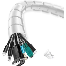 shinfly 2 x 3 m Cable Sleeve, Self-Closing, Diameter 22 mm/28 mm, Flexible Cable Duct with 1 Wire Guide Clip, Cable Protection, Cable Management for TV Computer, White