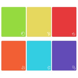 Extra Thick Flexible Plastic Cutting Board Mats with Food Icons & EZ-Grip Waffle Back, (Set of 6) Dishwasher Safe