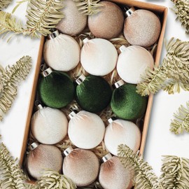 Moonlight Miles 15PCS Velvet Flocked Christmas Balls – 2.36 Inch Multicolor Hanging Ornaments for Tree & Home Décor | Holiday Party Decorations & Festive Accents