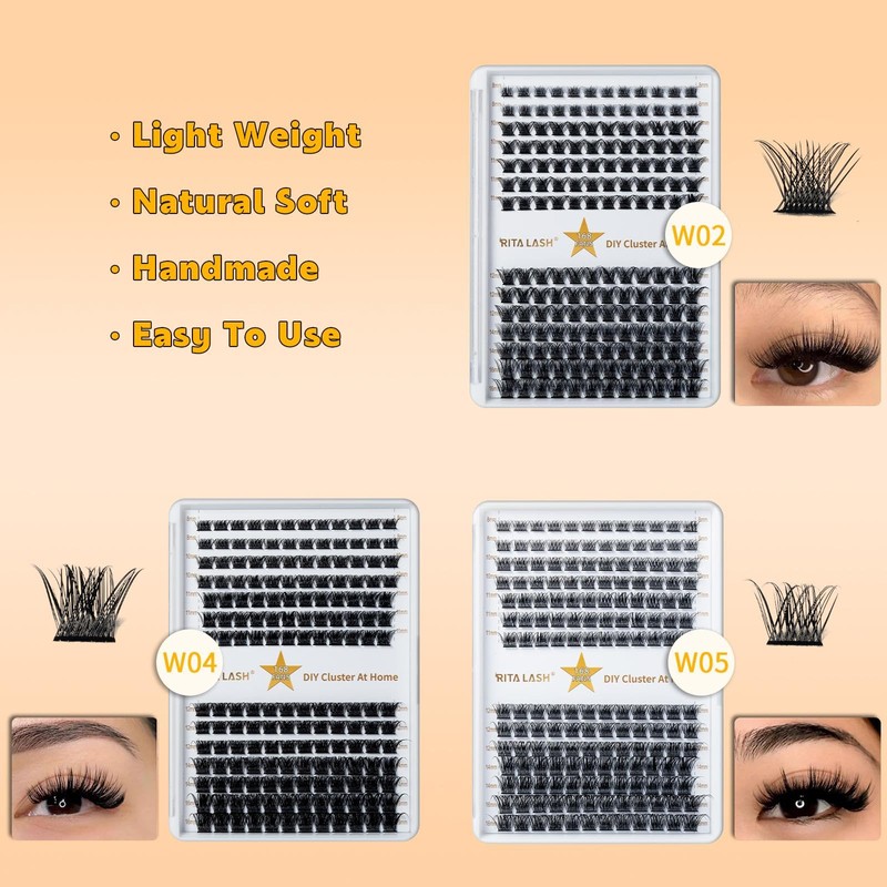 RITALASH Lash Clusters DIY Cluster Lashes Volume Eyelash Clusters Eyelash