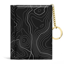 Rouidr Womens Wallet, Small Slim RFID Card Wallets for Women, Trifold Leather Card Wallet Organizer, Cute Front Pocket Wallets with 7 Card Slots & ID Window, Black Lake