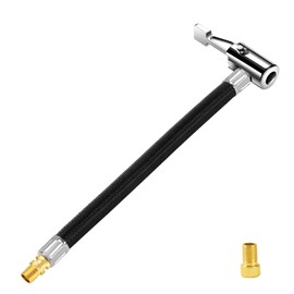 GODESON 6" Tire Inflator Hose Adapter,Air Chuck with Braided Hose and Presta Valve Adaptor for Air Compressor,Schrader Valve Adapter for Tire Pump's Twist On Convert to Lock On Connection