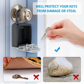 AMIR Key Lock Box, Lock Box for Keys Outdoor, 4 Digit Combination Lock Key Safe Box, 5 Keys Capacity Lockbox with Removable Shackle for Indoor Outdoor 3.66inch（2Pack ）