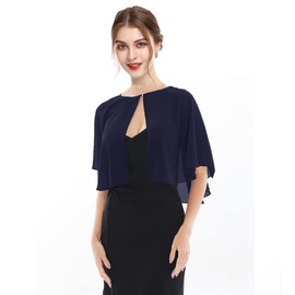 Capelet - Chales y envolturas de gasa para mujer, para vestido de noche, boda, capa, marino, Talla única