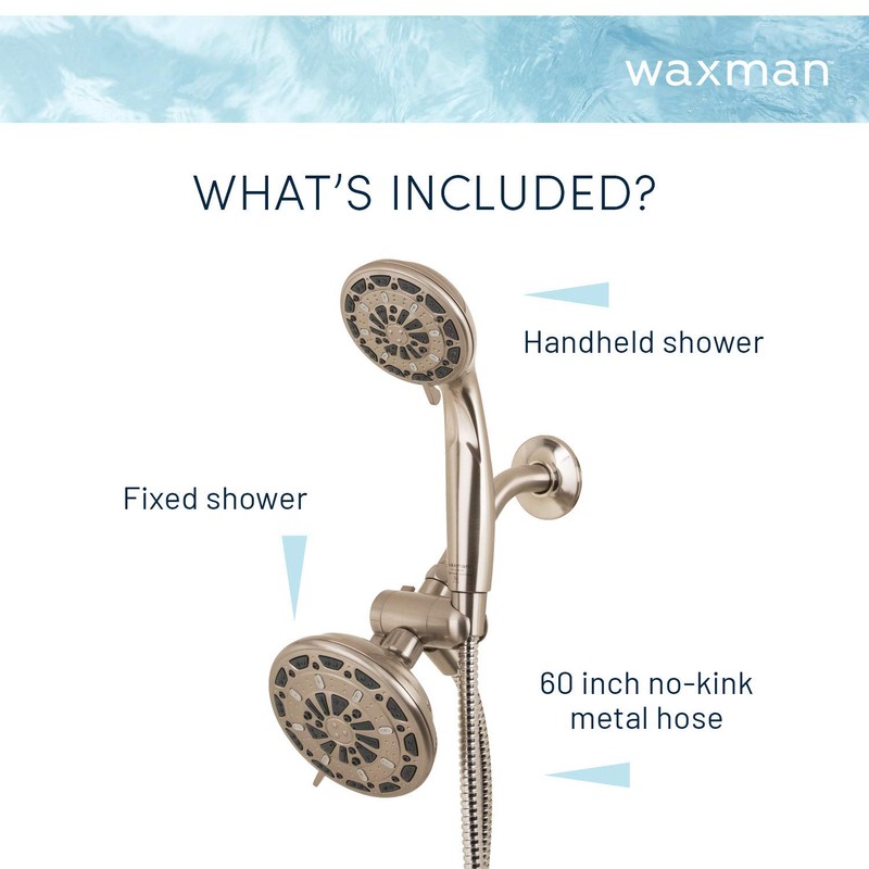 Waxman Serene Premium Fixed Shower Head with Handheld Attachment and