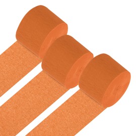 PATIKIL Crepe Paper Streamers, 3 Roll Party Decorations Streamers for Birthday Wedding Christmas Party Supplies, Orange (1.8Inch x 82Ft/Roll)