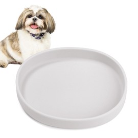 BNOSDM Silicone Dog Food Plate Shallow Dog Bowl Flat Cat Dish 1 Pack Small Puppy Plates for Small Dogs and Cats Whisker Fatigue Pet Feeding Bowls for Dry and Wet Food (Light Grey)