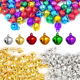 Scinzene Pack of 300 bells, bells for crafts, small bells for crafts, small bells, Christmas, for jewellery, crafts, gift wrapping, Christmas, party decoration, 10 mm, 14 mm