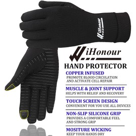 2-Pairs Pack Copper Full Finger Compression Gloves, Copper Arthritis Gloves for Women & Men Relieve Pain from Arthritis Pain, Swelling and Rheumatoid, and Everyday Hands Support (Medium (Pack of 2))