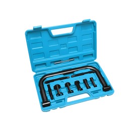 Sandfren Motorcycle Valve Spring Compressor, 10PCS Small Engine Hollow Valve Spring Removal Tool with C-Clamp & 5PCS Collet Pusher Adapter, Auto Repair Accessories, Fits Motorbike ATV Car