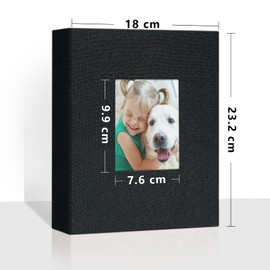 Vienrose Photo Albums Small 10 x 15 Photos 2 Pack Linen Cover with Front Window, Slip-in Album 100 Pockets with 200 Photos, Storage of Artwork or Postcards Black