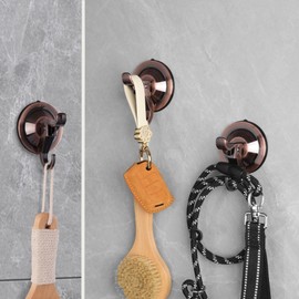 Antimbee Suction Cup Hooks,5 Pack Suction Cup Hanger with Ultra-Thin Adhesive Disc on Smooth/Uneven Surfaces,Removable Large Suction Cup for Tile Wall Window Glass Door (Red Copper)