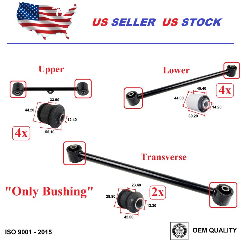 2MPLASTIC Rear Lateral Upper Lower and Rear Arm Bushing Set