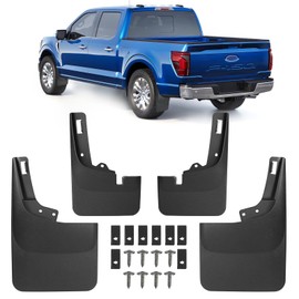 Ford F-150 Mud Flaps 2024 2023 2022 2021 (Set of 4) | Drilling Required Front & Rear Splash Guards | Fits Narrow Fenders | PP+TPE Material | Not for Raptor/Lightning/Fender Flares