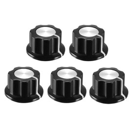 sourcing map Speaker Control Knob Power Amplifier Knob for 6.4 mm Shaft Potentiometer with Set Screws 19 mm Diameter Black Pack of 5