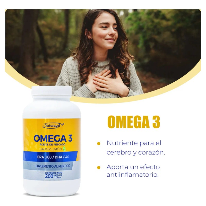 Omega 3 Epa 360 Dha 240 200 Cpsulas Naturagel Sabor