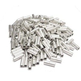 Teansic 100 Pcs Non Insulated Butt Connectors, AWG 14-12 Uninsulated Butt Connectors Electrical Wire Crimp Ferrule Terminals