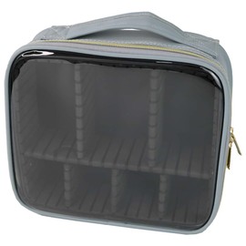 kamumanni Makeup Case Organizer, Clear Makeup Train Case with Adjustable Dividers, Makeup Artist Case for Women and Girls (Light Blue)