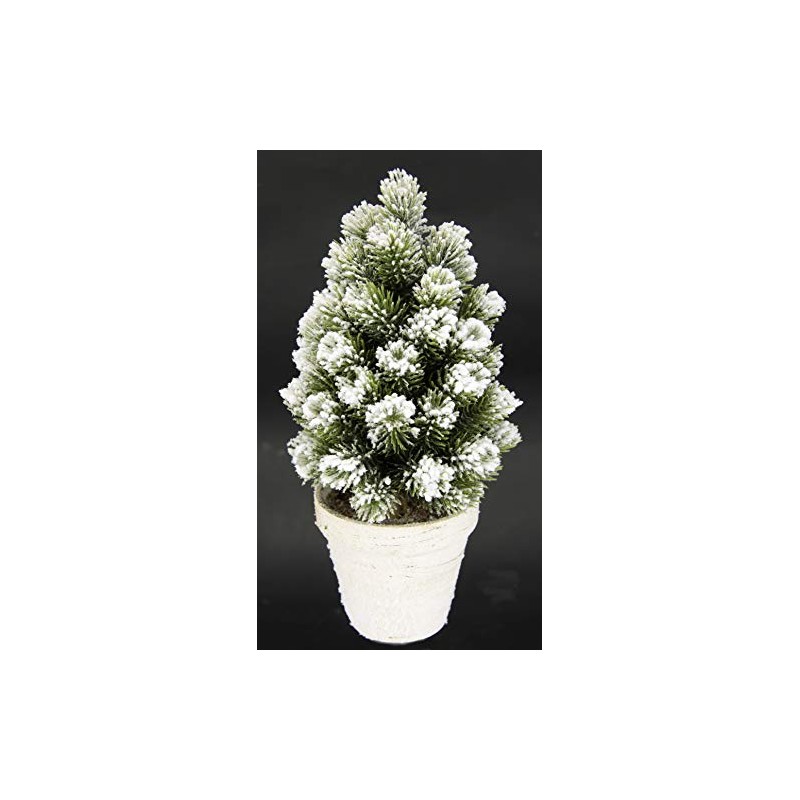 Artificial Mini Christmas Tree with Snow in a Pot Made