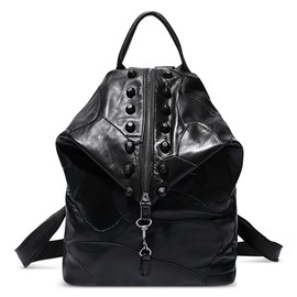 DIRRONA Fashion Anti-Theft Women's Backpack Multifunctional Shoulder Bags Daily Casual Elegant Ladies Daypack for Travel Work Shopping Dating Genuine Leather Backpacks Black