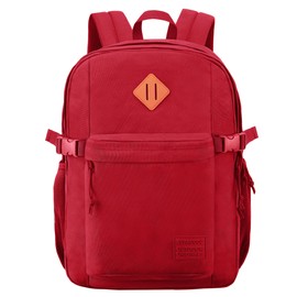 SUPACOOL Casual Backpack for Men and Women, School Backpack for Boys, Girls and Kids, Laptop Compartmen(Red)