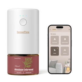 SenseFlow Smart Wi-Fi Space Fragrance Diffuser SF101S – Adjustable Natural Atomizer Essential Oil Kit, 40-Day Aroma, LED Light, Customizable Schedule for Home, Hotel & Studio - Himalayan Cedarwood
