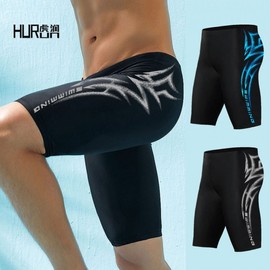 a309 Plus Size Men's Swim Trunks, Cropped Hot Spring Boxer Shorts, Loose Long Fit Plus Gray + 4XL [80.00 Kg-90.00 Kg 10ea