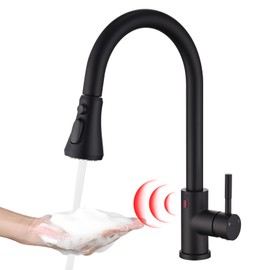 TUTEW Touchless Kitchen Faucet with Pull Down Sprayer, Matte Black Motion Sensor Kitchen Sink Faucet Single Hole, Spot Resist Stainless Steel Single Handle Commercial Modern Faucet
