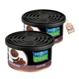 h2i Premium Coffee Fragrance Tin (Pack of 2), Car Air Freshener and Fragrance Dispenser for Camping, Office and Home, 60 Days Fresh Fragrance with Volume Regulation, Fits in Drink Holder, Includes h2i