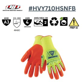 PIP Seamless Knit Polykor Blended Glove W/ Hi-Vis Impact Protection and Nitrile Foam - HVY710HSNFB-XL